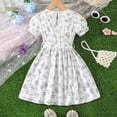 thumbnail image 6 of LUOGENLI Dresses for Girls Size 14-16 Gold Medium and Large Children Stretch Skirt Short Sleeve Princess Skirt Seaside Holiday Dress Girls Dresses Casual Girls Dresses Light Green-d Size 3-4 Years, 6 of 8