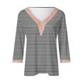 thumbnail image 4 of ZHUGeLI Women's Printed Pullover V-neck Lace T-shirt With 4/3 Sleeves And 3/4 Sleeves Top Up to 50% off Clearance, 4 of 4
