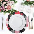 thumbnail image 5 of Ryvnso Heart on Checkered Grid Pattern Round Plate Mats Dining Table Placemat 1 Piece for Holiday Decoration, 5 of 7