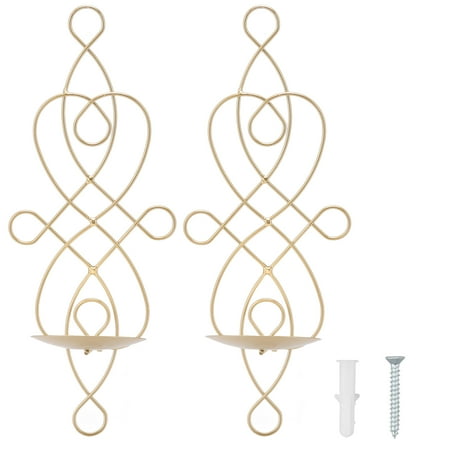 

Iron Wall Candle Sconce Holder Foldable Deformation Resistance Wall Candle Sconce Holder Innovative 2 Sets For Corridors Gold