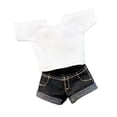 thumbnail image 3 of Camiseta con figura a escala 1/12, pantalones cortos vaqueros, atuendo retro informal, elegante, jersey pantalones negros, 3 of 9