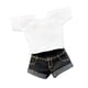 thumbnail image 3 of Disfraz informal de top y pantalones cortos vaqueros, estilo retro, a la moda, para cosplay, a escala 1/12 pantalones negros, 3 of 9