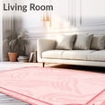thumbnail image 2 of ODIKA 6'x9' Machine Washable Non-Slip Area Rug, Minimalist Wave Floor With Curved Trim Ornamental Design High Traffic Rug with Pad, Pink, 461994, 2 of 8