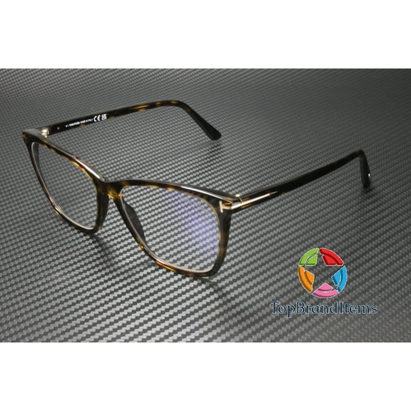 TOM FORD FT5762-B 052 Square Dark Havana Demo Lens 55 mm Women's Eyeglasses
