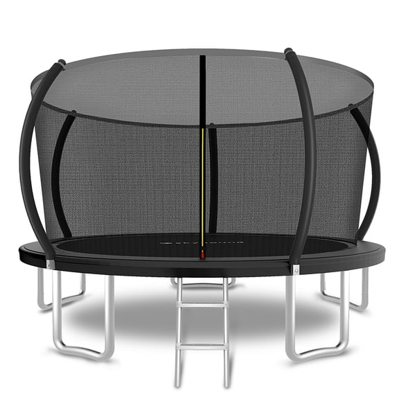 12/14/16FT Backyard Trampoline with Safety Enclosure Net & Ladder, All Weather Safe Construction for Kids & Adults Daily Outdoor Fun
