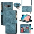 thumbnail image 3 of Samsung Galaxy S10 Plus Wallet Case,[9 Card Slots] Removable Adjustable Crossbody Necklace Lanyard Shoulder Strap Zipper Magnetic Leather Case for Samsung Galaxy S10 Plus,6.4 inch Blue, 3 of 16