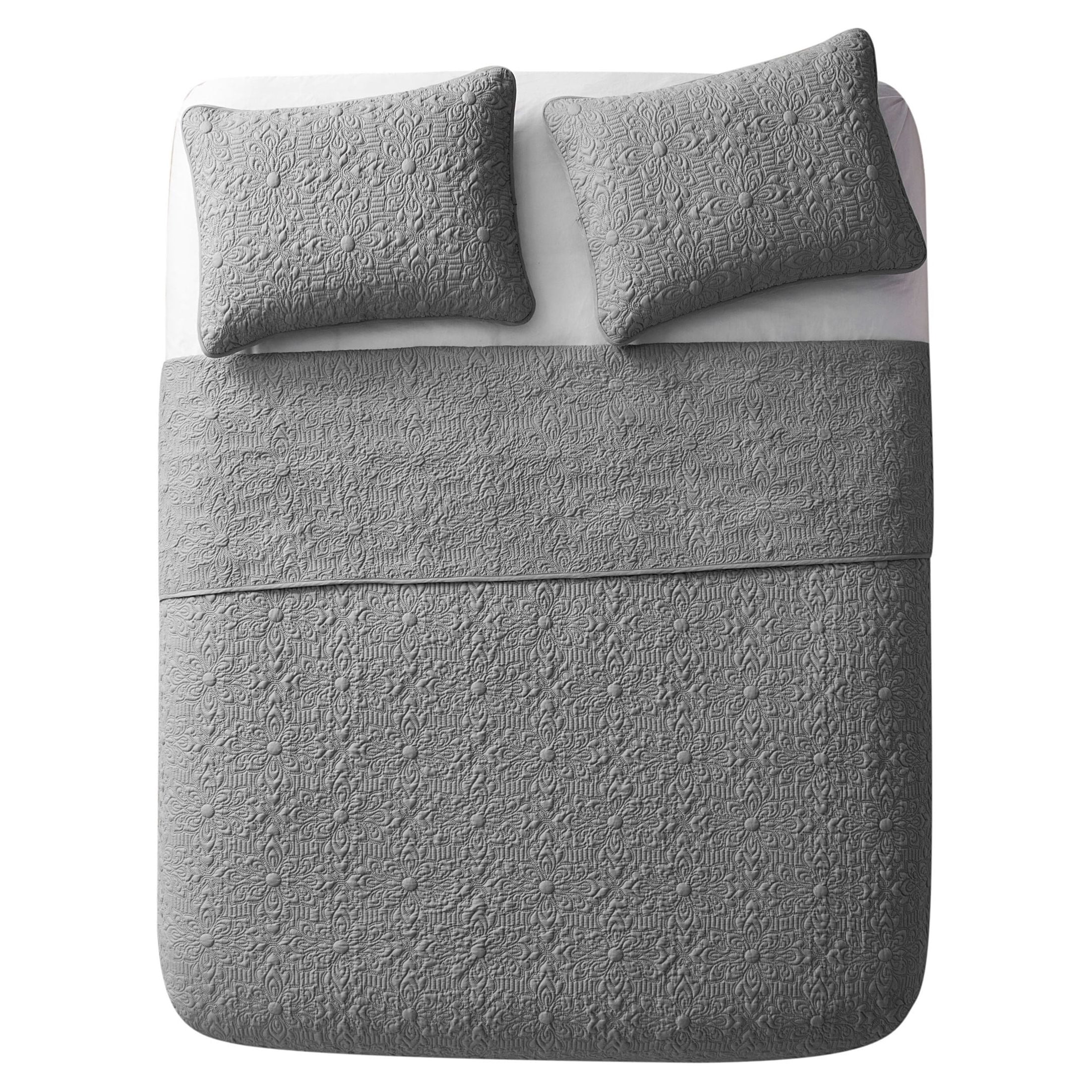 VCNY Home Caroline 2-Piece Grey Floral Quilt Set, Twin, Adult, Unisex