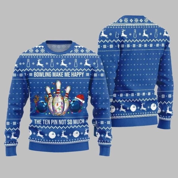 Bowling Make Me Happy The Ten Pin Not So Much Ugly Sweater Christmas 2025