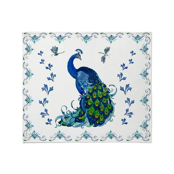 CafePress - Blue Peacock Dragonfly Throw Blanket - Soft Fleece Throw Blanket, 50"x60" for All Ages