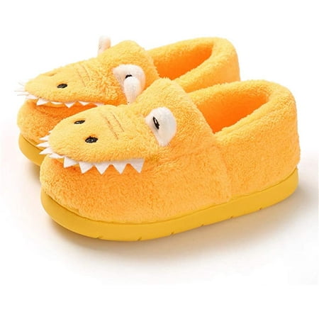 

MUCHENGGIFT Baby Toddler Boys Girls House Slipper Non Skid Fuzzy Cartoon Dinosaur Kids Indoor Bedroom Shoes