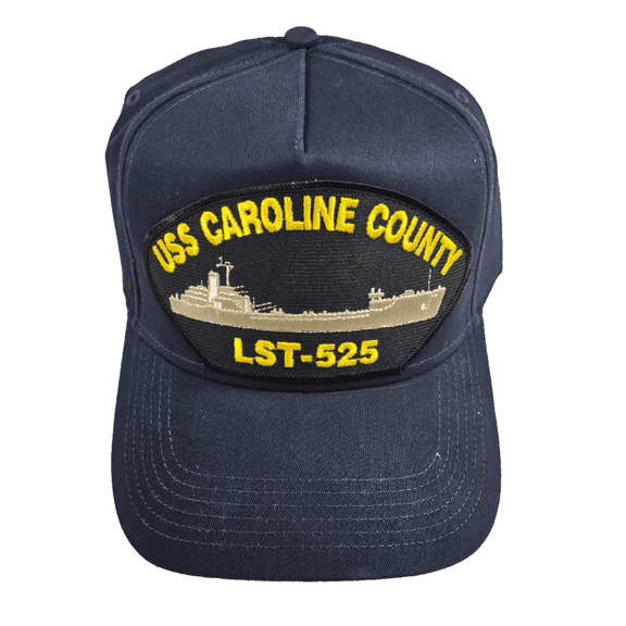 USS Caroline County LST-525 Ship HAT - Navy Blue - Veteran Owned Business