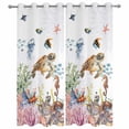 thumbnail image 2 of Outdoor Curtains for Patio Waterproof, Brown Turtle Coastal Windproof Pravicy Outside Porch Blackout Curtain, Summer Beach Coral Seahorse Botanical Sun Blocking Grommets Curtains 2 Panels 54"x84", 2 of 9
