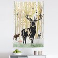 thumbnail image 1 of Deer Tapestry, Deers in Autumn Forest Colorful Leaves Trees Grass Wildlife Fall Landscape Print, Fabric Wall Hanging Decor for Bedroom Living Room Dorm, 5 Sizes, Green Orange, by Ambesonne, 1 of 1