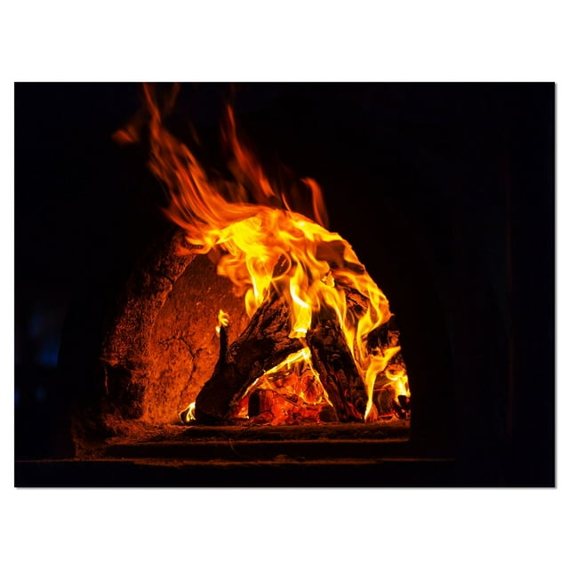 Design Art Wood Stove with Fire And Blaze Canvas Print