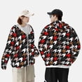 thumbnail image 5 of Picia Houndstooth Green Red Women's Men's UPF 50+ Sun Protection Hoodie Shirt Long Sleeve SPF Fishing Outdoor UV Hiking Lightweight Shirts-3X-Large, 5 of 9