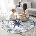 thumbnail image 3 of Blue Christmas Snowflake Pattern Round Blanket,Comfortable Soft Flannel Throw Blanket,All Season,Warm Lightweight Blankets for Sofa Bed Couch Living Room Chair 60"x60", 3 of 5