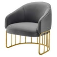 thumbnail image 1 of Armchair Accent Chair, Grey Gray, Velvet, Modern Contemporary, Mid Century Living Hotel Lounge Cafe Lobby, 1 of 8