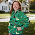 thumbnail image 4 of COEQINE Loose Fit Sweatshirt for Girls, Quarter Zip Pullover Long Sleeve with Collar, Soft Polyester Pullover Tops Machine Washable for 9-10 Kids, Christmas Tree Dachshund Green, 4 of 7