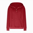 thumbnail image 4 of Towmus Half Button Womens Hoodies Waffle Knit Long Sleeve Drawstring Hooded Sweatshirts for Woman With Pocket, 4 of 5