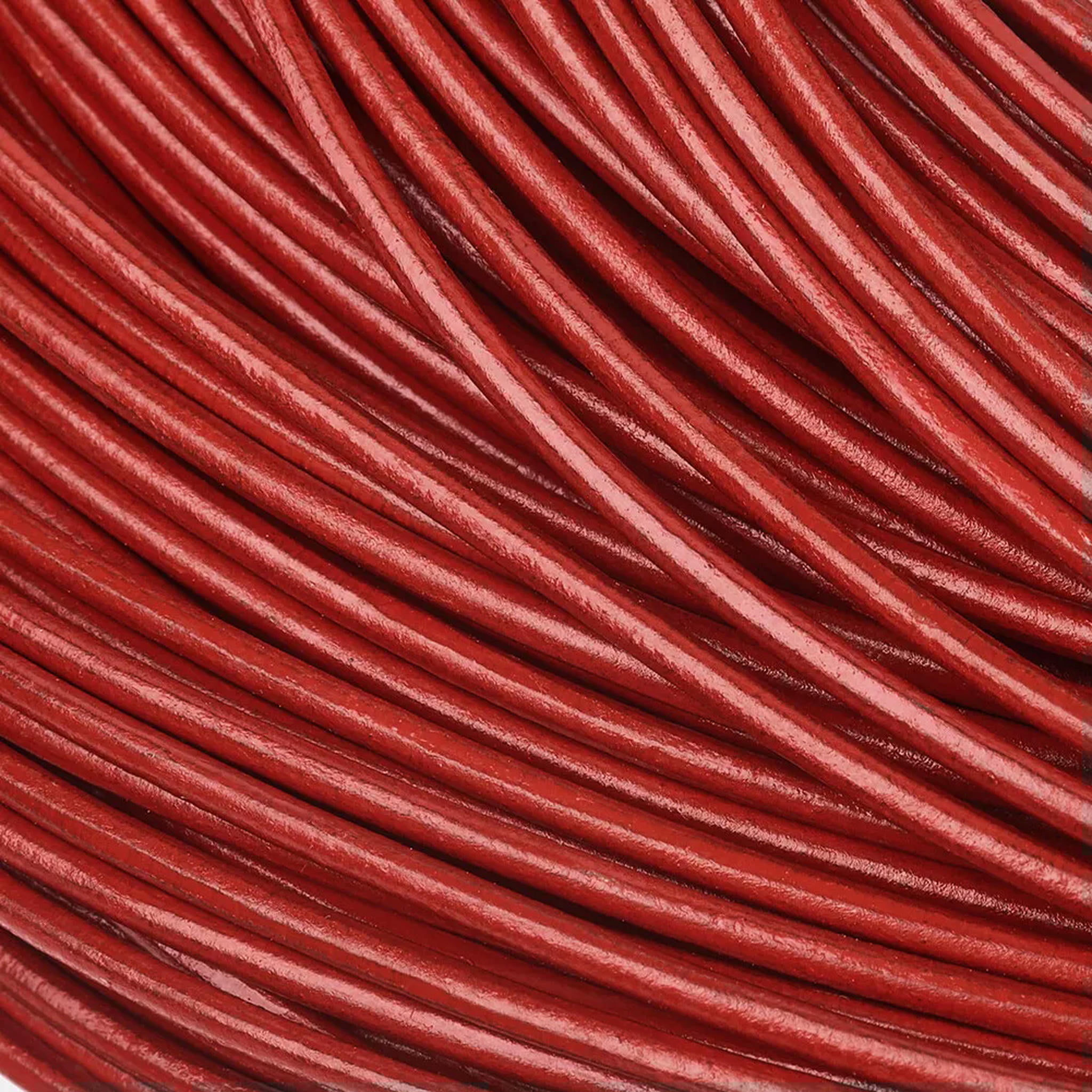 U8MO 109 yds Red Round Cowhide Leather String Cord Jewelry Bracelet Cord Thread 2mm
