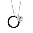 thumbnail image 2 of Delight Jewelry Acrylic 1 1/2" Ring with 4mm Crystal Black Silvertone Script Initial Disc - N - Charm Necklace, 20"+3", 2 of 4