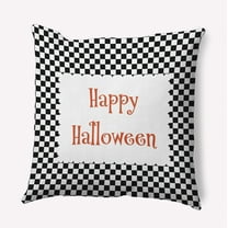 18" x 18" Simply Daisy Halloween Happy Halloween Checks Polyester Accent Pillow, Black Qty 1