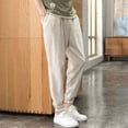 thumbnail image 5 of 2023 Summer Men's Trousers Cotton Linen Fashion Casual Pants Solid Color Breathable Loose Shorts Straight Pants Streetwear M-5XL, 5 of 6
