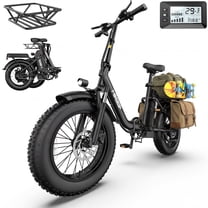 750W 1200W Folding Electric Bike for Adults with Basket, 48V 13Ah Removable Battery, 16" Fat Tire Ebike, Dual Disc Brakes & Front Suspension, UL 2849, Black