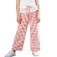 thumbnail image 2 of ATOGUTA Girls Pants Wide Leg School Uniform Pants Kids Elastic Waist Flowy Summer Beach Lounge Trousers with Pockets Size 1T-11, Pink, 2 of 7