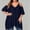 Navy, variant on IUYRTFE Women's Cold Shoulder Lace Trim V Neck Top Short Sleeve Loose Fit Summer Casual Blouse Plus Size