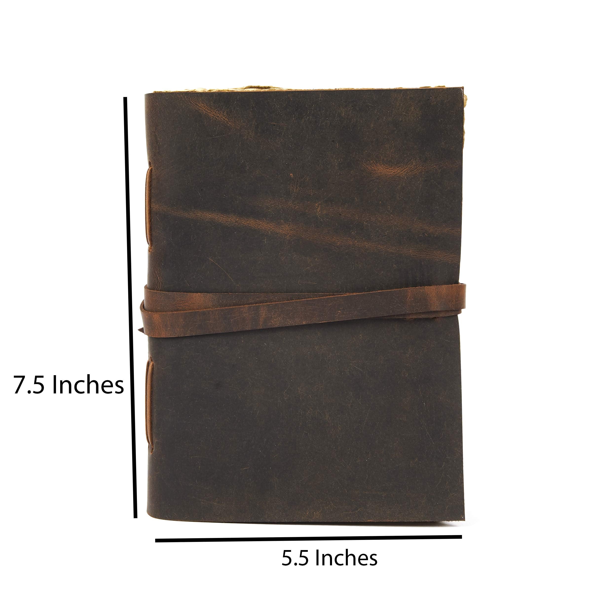 RusticVintage Leather Journal Travel Diary, Handmade Vintage Bound Notebook For Men & Women, Antique Finish, Genuine Buffalo Leather- Quality Unlined Paper Notes, Art Sketchbook, 7X5 Inches, Brown