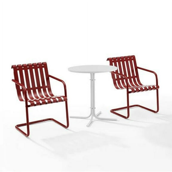 Crosley Furniture Gracie 3 Piece Outdoor Metal Bistro Set in Dark Red Satin