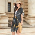 thumbnail image 4 of Beach Vacation Clothes Kimono Cardigan Loose Swimsuit Cover Up for Women Dark and Light Black Marble S, 4 of 6