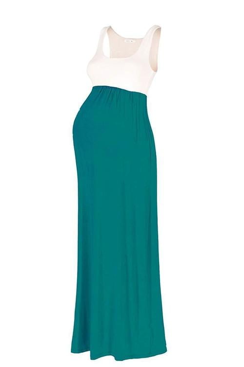 Beachcoco Coco Womens Maternity Contrast Maxi Tank Dress