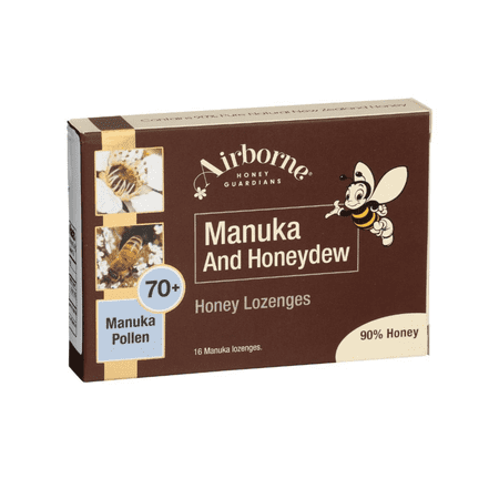Airborne Honey Manuka 70+ & Honeydew Honey Throat Lozenges, 16 Count