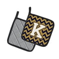 thumbnail image 2 of Carolines Treasures CJ1057-KPTHD Letter K Chevron Navy Blue and Gold Pair of Pot Holders, 7.5HX7.5W, multicolor, 2 of 2