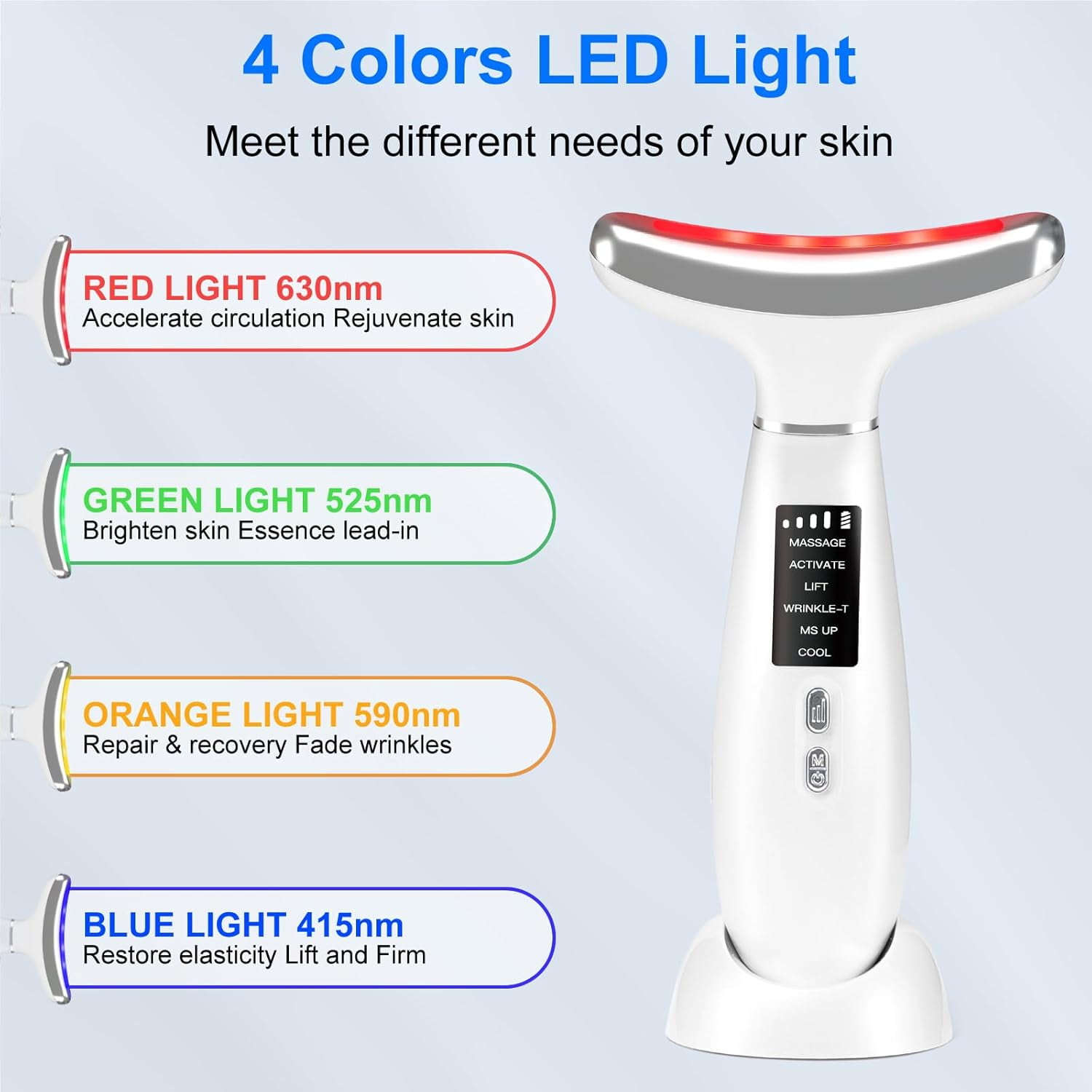 -Red- Light -Therapy -for face,Facial Massager,Skin Care Tool,for Anti-Aging, at Home,Lifting and Tightening Sagging Skin (Pearl White)
