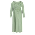 thumbnail image 2 of Mrat Womens Fall Dresses for Wedding Guest, Casual Plus Size Button Long Sleeve Knit Maxi Dress with Pockets S-34 Green XXL, 2 of 6