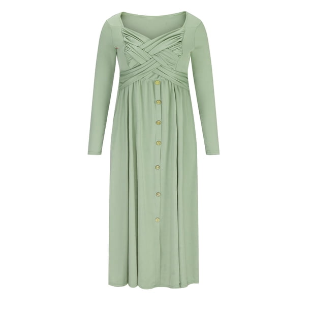 green waffle dress Olive Green Warm Cotton Waffle Fit and Flare Short Dress