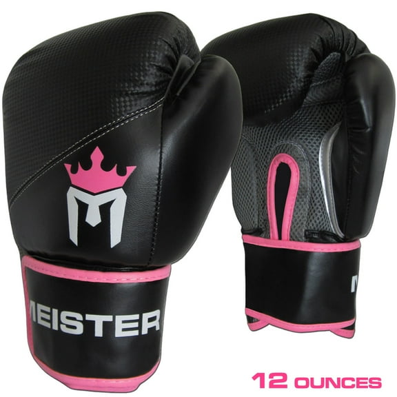 Meister 12 Ounce Boxing Gloves For Women & Youth - Black/Pink