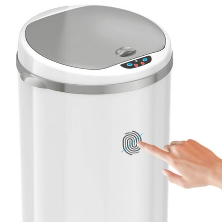 iTouchless - 13-Gal. Round Deodorizer Sensor Trash Can - Matte Black