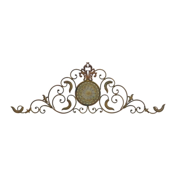 DecMode Gold Metal Scroll Wall Decor with Embossed Details