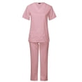 thumbnail image 2 of Women's Medical Uniform Set Pink V Neck Summer Soft Thin Quick Dry Medical Scrubs Top Pants for Women Nurse's Workwear XL, 2 of 12