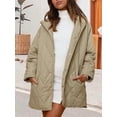 thumbnail image 4 of Long Jackets for Female Fashion Winter Coat for Women Business Casual Diamond Quilted Hooded Light Green L, 4 of 8