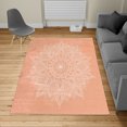 thumbnail image 2 of Mandala Turkish Area Rug, Lotus Inspired Flower Lace Circle Ornate Retro Pattern Eastern Universe Theme, Soft Carpet for Living Room Decor with Distressed Look, 4' X 5.7', Salmon White, by Ambesonne, 2 of 4