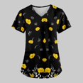 thumbnail image 2 of Uniforme de trabajo estampado de moda SCZ para mujer con camiseta de bolsillo top de manga corta negro 4xl, 2 of 6