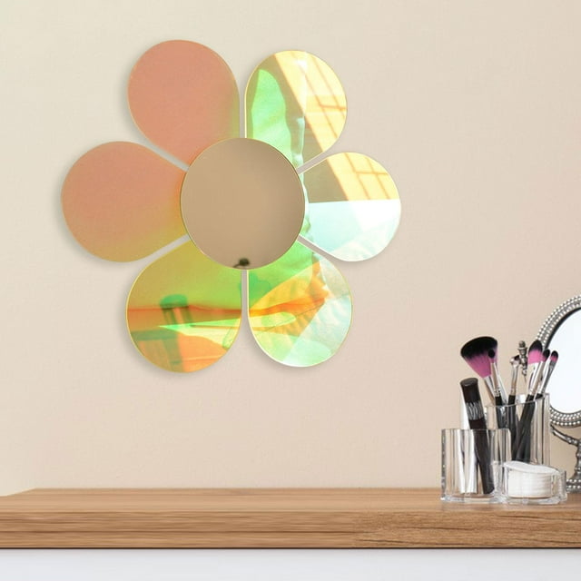 Espejo decorativo Retro de flores acrílicas, espejos de pared modernos adhesivos sin marco, decoración de pared para el hogar, decoración de pared par L Soledad espejo acrílico ondulado