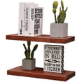 thumbnail image 2 of WELLAND Rustic Pine Floating Shelves Wall Mount Shelf , Set of 2, 16''L x 8''D x 1.38"H, Walnut, 2 of 7