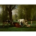 thumbnail image 2 of Constant Troyon 14x11 Gold Ornate Wood Frame and Double Matted Museum Art Print Titled - Landscape with Cattle and Sheep (C. 1852-58), 2 of 4