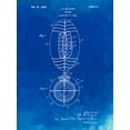 thumbnail image 2 of Borders, Cole 12x14 Black Ornate Wood Framed with Double Matting Museum Art Print Titled - PP379-Faded Blueprint Football Game Ball 1925 Patent Poster, 2 of 4